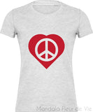 Tee shirt Vintage Peace & Love "Cœur" Mandala Fleur de vie