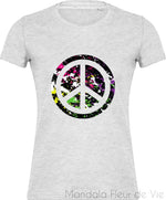Tee shirt Vintage Peace & Love Femme Mandala Fleur de vie