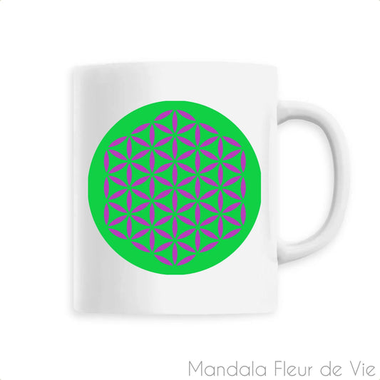 Mug Fleur de vie Mauve/vert